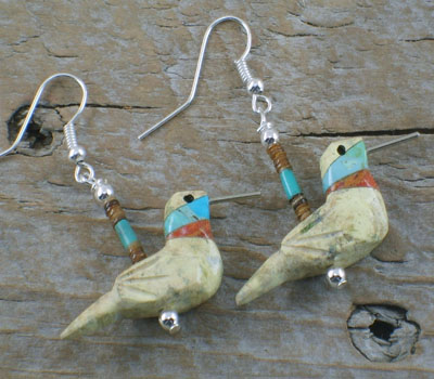 Southwest Jewelry Richolite Hummingbird Earrings